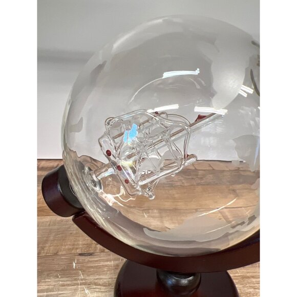 Glass Globe Decanter With Ship & Etched World Map Whiskey Glass Set - Picture 9 of 10